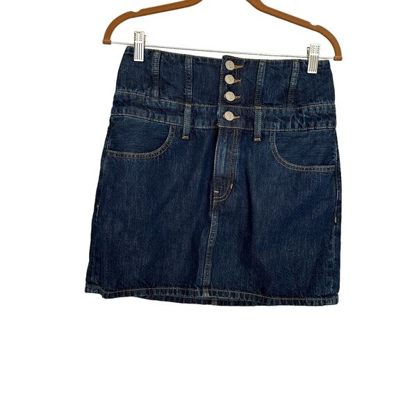 RE/DONE Corset Denim Mini Skirt Indigo SIZE 27 Jean Western Designer $285 NEW - Picture 5 of 12